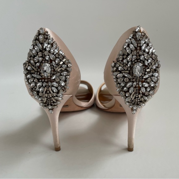 badgley mischka nude heels peep toe 8 - Picture 4 of 8